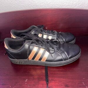 Adidas Black with Gold Stripes Sneakers